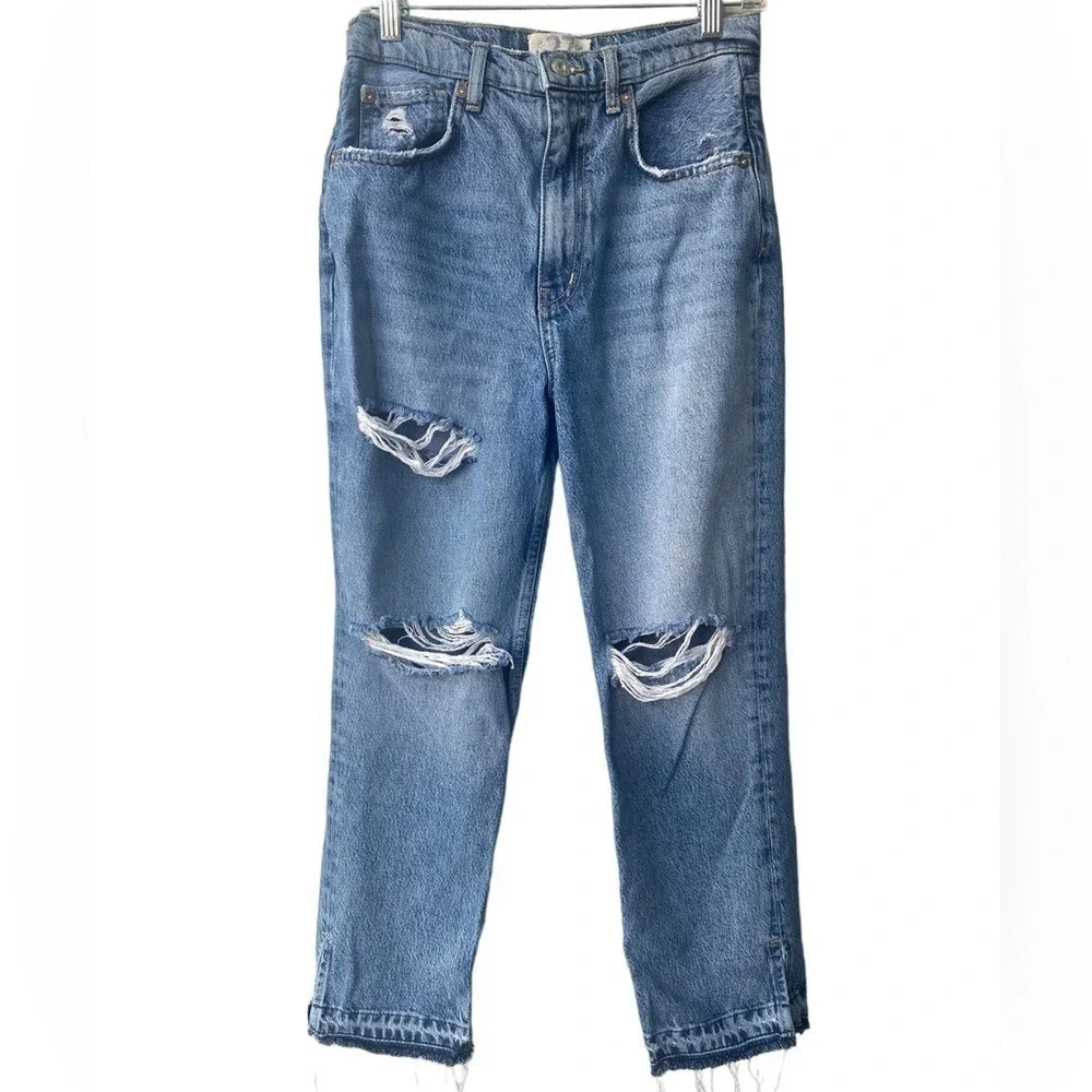 We The Free Jeans High Rise Distressed‎ Lita Cropped Jeans Size 27 Light Wash